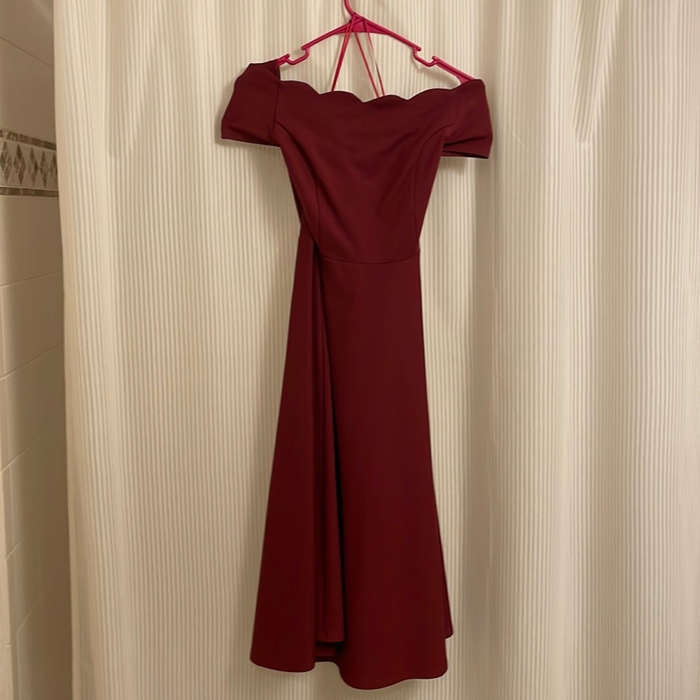 Red scallop neck dress ModCloth